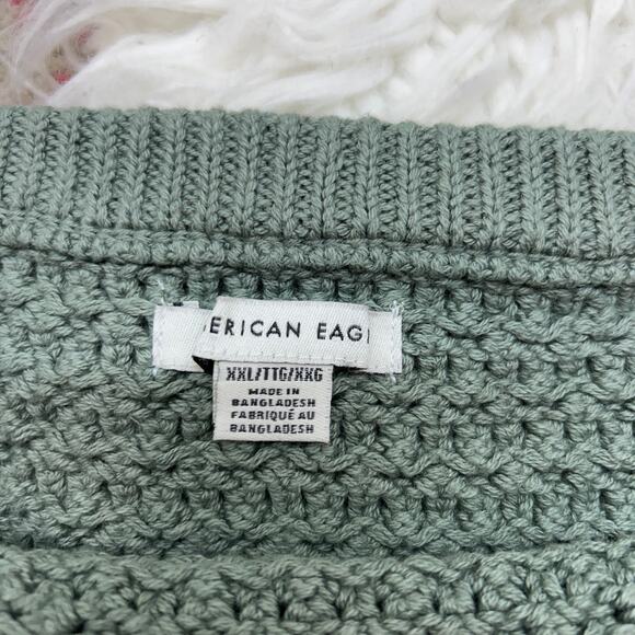 AE AMERICAN EAGLE Green Blue Crochet Knit Strapless Crop Tank Plus Size XXL Boho - Picture 5 of 5